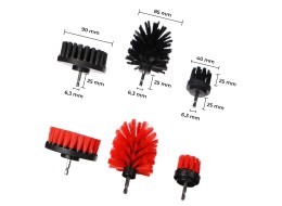 Sett med børster for drill til bilrengjøring CAR DETAILING DRILL BRUSH 6, 6 stk