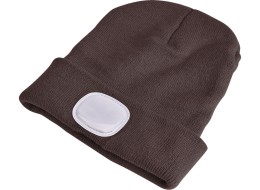 Lue med hodelykt 180 lm, oppladbar, USB, one-size, bomull/PE, brun