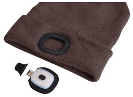 Lue med hodelykt 180 lm, oppladbar, USB, one-size, bomull/PE, brun