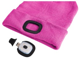 Lue med hodelykt 180 lm, oppladbar, USB, one size, bomull/PE, rosa