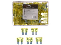 Sett med bladformede sikringer MECHANIC FUSE SET 20A, 100 stk