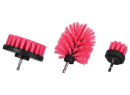Sett med børster til drill for bilrengjøring CAR DETAILING DRILL BRUSH PINK 3, 3 stk