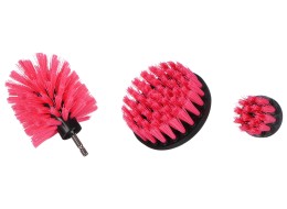 Sett med børster til drill for bilrengjøring CAR DETAILING DRILL BRUSH PINK 3, 3 stk