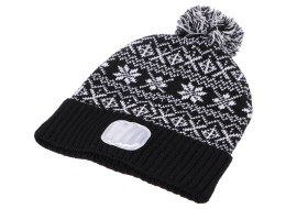 Lue med hodelykt 180 lm, oppladbar, USB, one-size, bomull/PE, vinter, svart