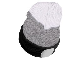 Lue med hodelykt 180 lm, oppladbar, USB, one-size, bomull/PE, svart/grå/hvit
