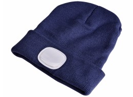 Lue med hodelykt 180 lm, oppladbar, USB, one size, bomull/PE, blå