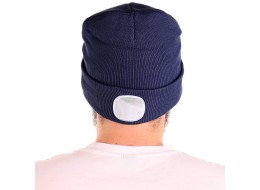 Lue med hodelykt 180 lm, oppladbar, USB, one size, bomull/PE, blå