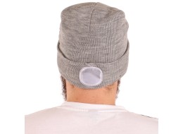 Lue med hodelykt 180 lm, oppladbar, USB, universell størrelse, bomull/PE, lys grå