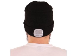 Lue med hodelykt 180 lm, oppladbar, USB, universell størrelse, bomull/PE, svart