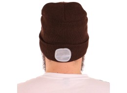 Lue med hodelykt 180 lm, oppladbar, USB, one-size, bomull/PE, brun