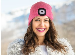 Lue med hodelykt 180 lm, oppladbar, USB, one size, bomull/PE, rosa