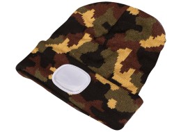 Lue med hodelykt 180 lm, oppladbar, USB, one size, bomull/PE, kamuflasje