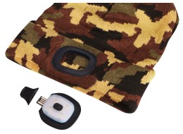Lue med hodelykt 180 lm, oppladbar, USB, one size, bomull/PE, kamuflasje