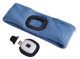 Pannebånd med hodelykt 180 lm, oppladbar, USB, one size, bomull/PE, blå