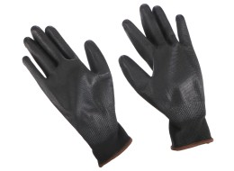 Arbeidshansker i polyester halvdyppet i polyuretan GLOVE PE-PU 9, svarte, størrelse 9"