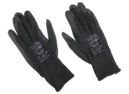 Arbeidshansker i polyester halvdyppet i polyuretan GLOVE PE-PU 10, svarte, størrelse 10