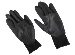 Arbeidshansker i polyester halvdyppet i polyuretan GLOVE PE-PU 10, svarte, størrelse 10