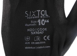 Arbeidshansker i polyester halvdyppet i polyuretan GLOVE PE-PU 10, svarte, størrelse 10