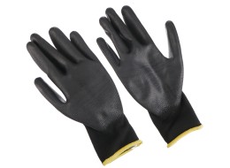 Arbeidshansker i polyester halvdyppet i polyuretan GLOVE PE-PU 11, svarte, størrelse 11