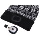 Lue med hodelykt 180 lm, oppladbar, USB, one-size, bomull/PE, vinter, svart