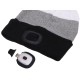 Lue med hodelykt 180 lm, oppladbar, USB, one-size, bomull/PE, svart/grå/hvit