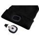 Lue med hodelykt 180 lm, oppladbar, USB, one-size, bomull/PE, svart med dusk