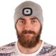 Lue med hodelykt 180 lm, oppladbar, USB, universell størrelse, bomull/PE, lys grå