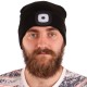 Lue med hodelykt 180 lm, oppladbar, USB, universell størrelse, bomull/PE, svart