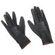 Arbeidshansker i polyester halvdyppet i polyuretan GLOVE PE-PU 9, svarte, størrelse 9"