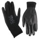 Arbeidshansker i polyester, delvis dyppet i PU GLOVE PE-PU 10, svarte, str. 10\", 6 par