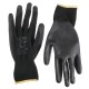 Arbeidshansker i polyester halvdyppet i polyuretan GLOVE PE-PU 11, svarte, størrelse 11