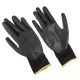 Arbeidshansker i polyester, delvis dyppet i PU GLOVE PE-PU 11, svarte, str. 11\", 6 par