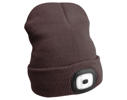 Lue med hodelykt 180 lm, oppladbar, USB, one-size, bomull/PE, brun