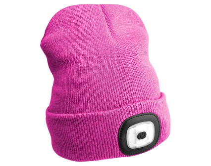 Lue med hodelykt 180 lm, oppladbar, USB, one size, bomull/PE, rosa