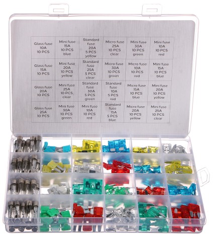Sett med blad- og glassikringer for bil MECHANIC FUSE SET 215