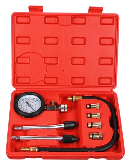 Sett for kompresjonstesting av bensinmotorer MECHANIC ENGINE TESTER 8, 0-20 bar, 8 stk