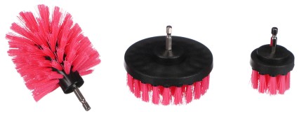 Sett med børster til drill for bilrengjøring CAR DETAILING DRILL BRUSH PINK 3, 3 stk