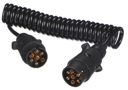 Spiral tilkoblingskabel for tilhengerkontakt TRAILER CABLE 3, 7-7-pin, 3 m