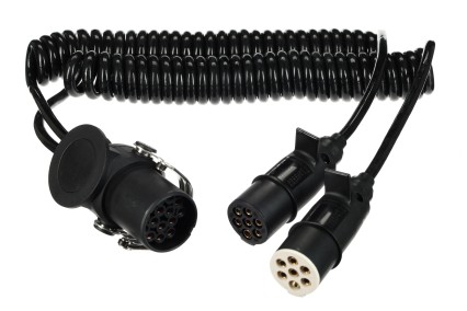 Sammenkoblingsspiraladapter 15pin til 2×7pin plugg (S+N) TRAILER CABLE 9, 24V, 3,5m