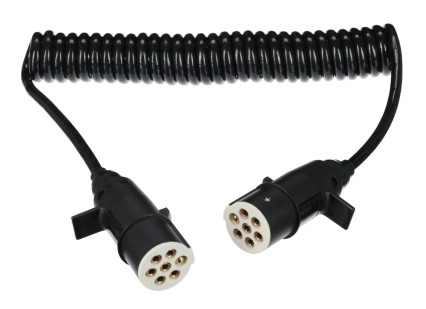 Sammenkoblings spiralkabel 7pin type S TRAILER CABLE 10, plastplugg, 24V, 3,5m