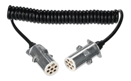 Forbindelsesspiralkabel 7-pin type S TRAILER CABLE 12, metallplugg, 24V, 3,5 m