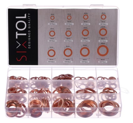 Sett med kobberpakningsringer MECHANIC RING SET 2, M5–M20, 300 stk