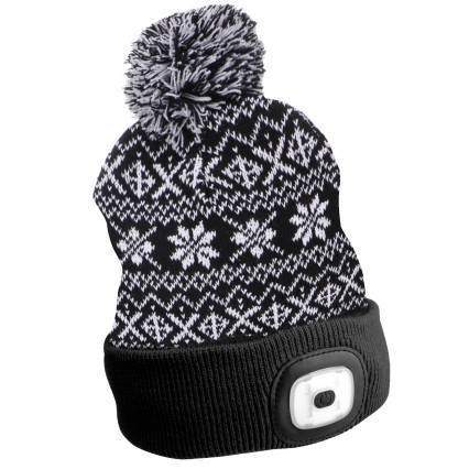 Lue med hodelykt 180 lm, oppladbar, USB, one-size, bomull/PE, vinter, svart