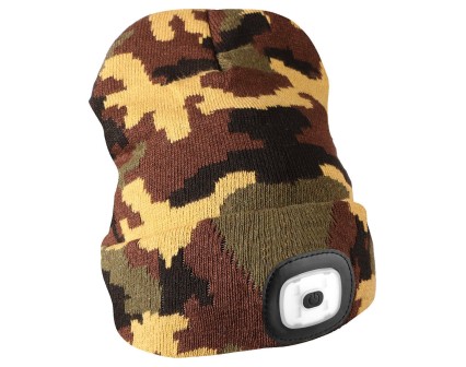 Lue med hodelykt 180 lm, oppladbar, USB, one size, bomull/PE, kamuflasje