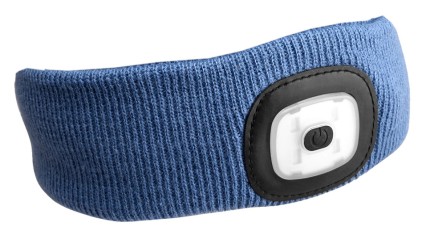 Pannebånd med hodelykt 180 lm, oppladbar, USB, one size, bomull/PE, blå