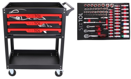 Verktøyvogn MECHANIC TROLLEY JASON 80, 3 skuffer, 1 hylle, 80 deler