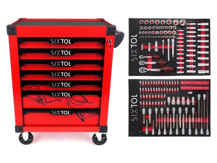 Verktøyvogn MECHANIC TROLLEY KEVIN RED 182, 7 skuffer, 182 deler verktøy