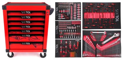 Verktøyvogn MECHANIC TROLLEY KEVIN RED 253, 7 skuffer, 253 deler verktøy
