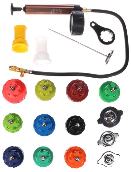 Sett for testing av kjølesystem MECHANIC COOLING TESTER 18, 0-2,5 bar, 18 stk