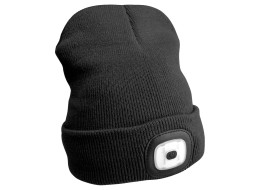 Lue med hodelykt 180 lm, oppladbar, USB, universell størrelse, bomull/PE, svart